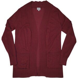 Cielo Burgundy Open Front Knit Cardigan Sweater Womens Size Small